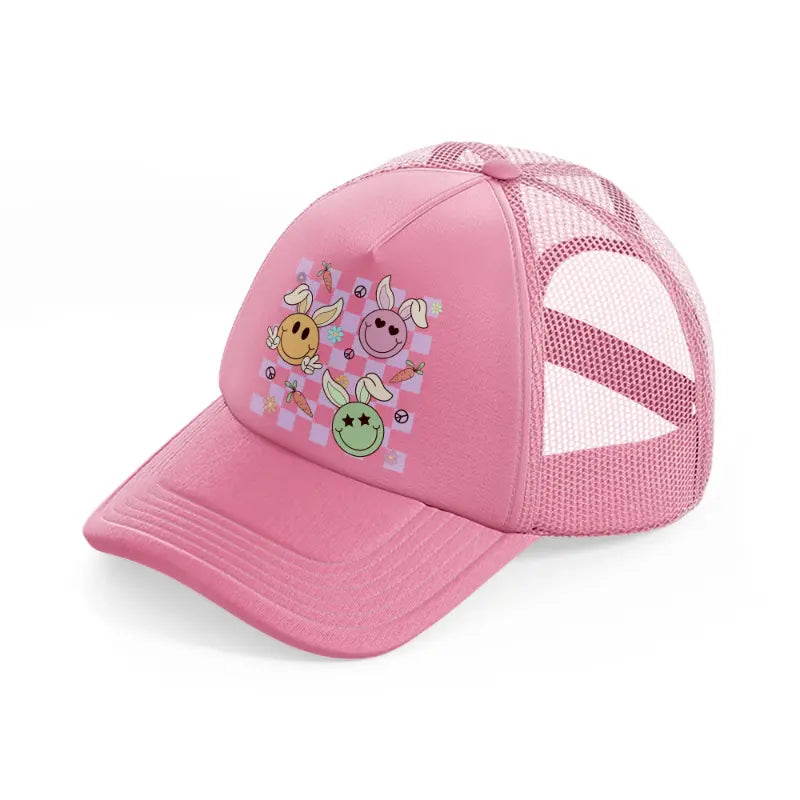 bunny smilies-pink-trucker-hat