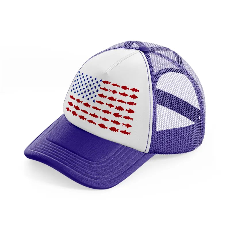 usa fish flag-purple-trucker-hat