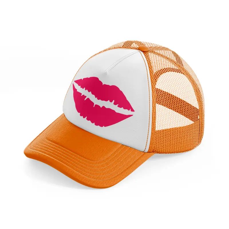 lips orange trucker hat