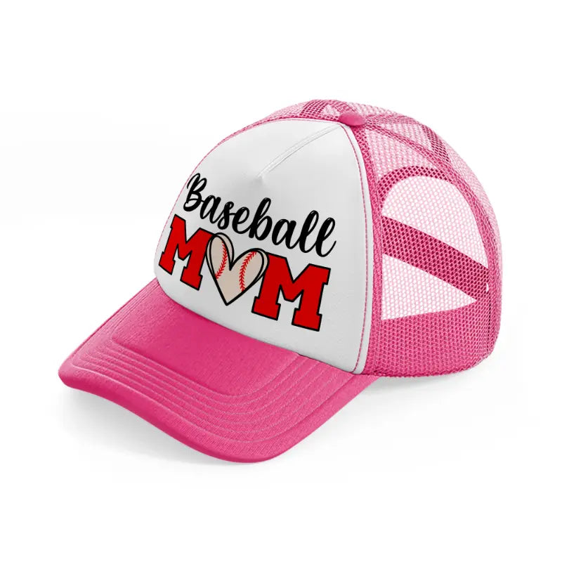 baseball mom-neon-pink-trucker-hat