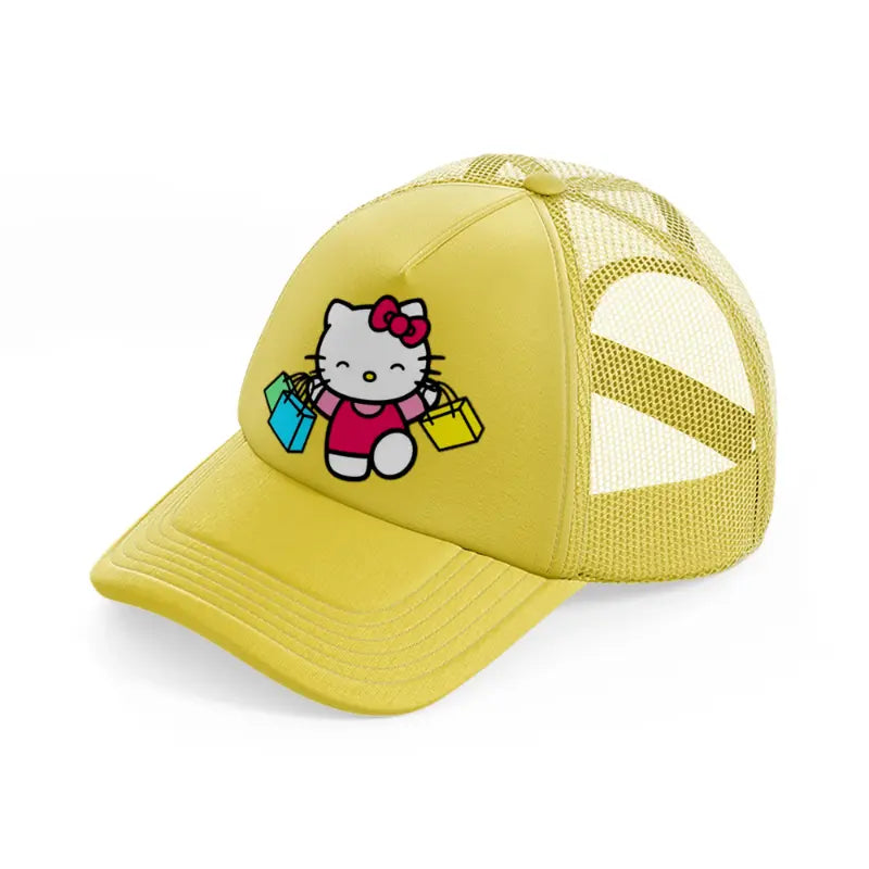 hello kitty happy shopping-gold-trucker-hat